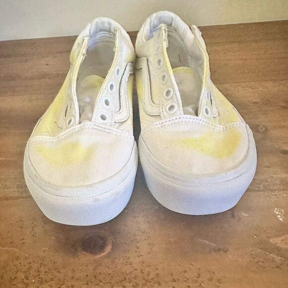 VANS Old Skool White With Yellow Spots,men 4.5 Women 6 - Picture 2 of 7